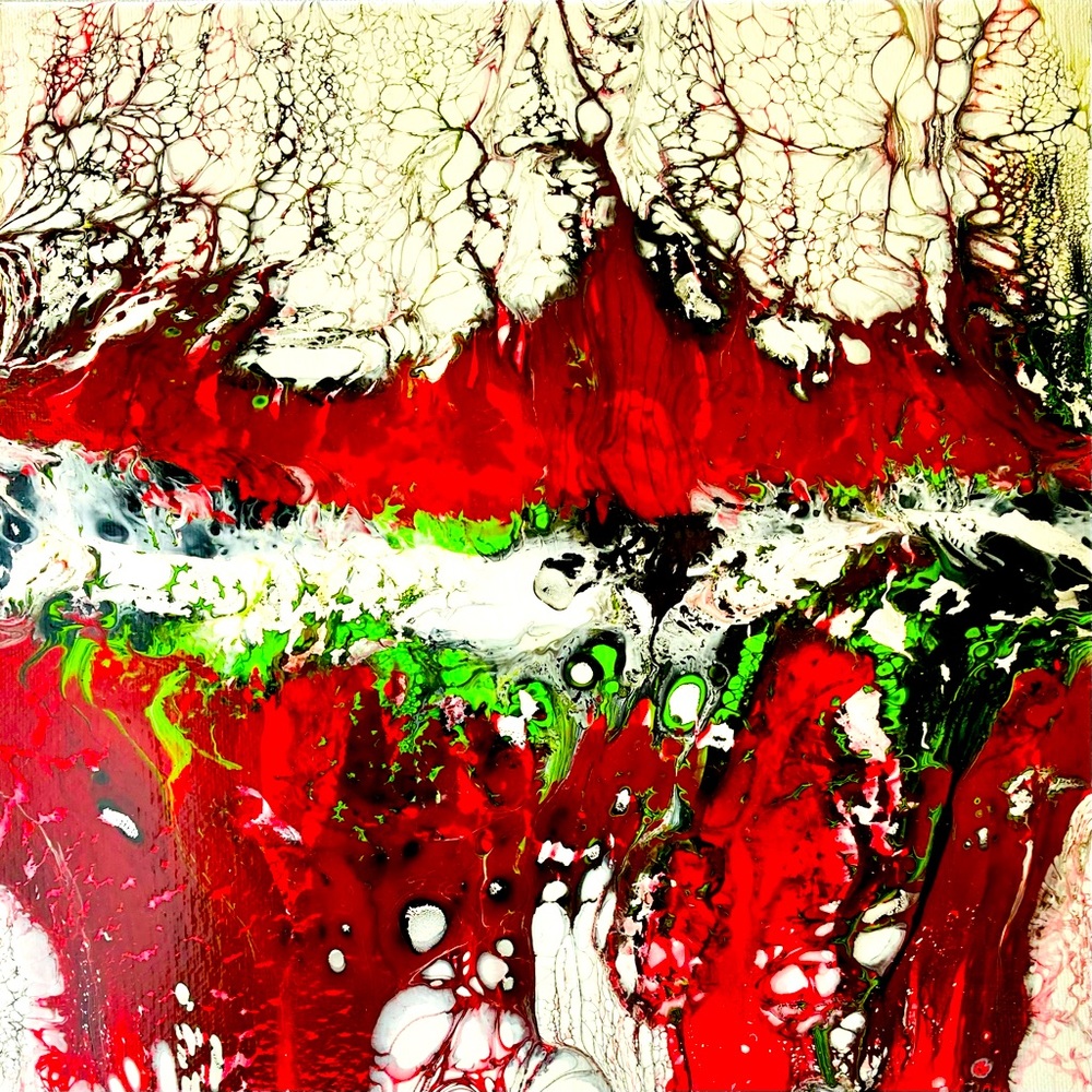 Acrylic paint pouring swipe painting